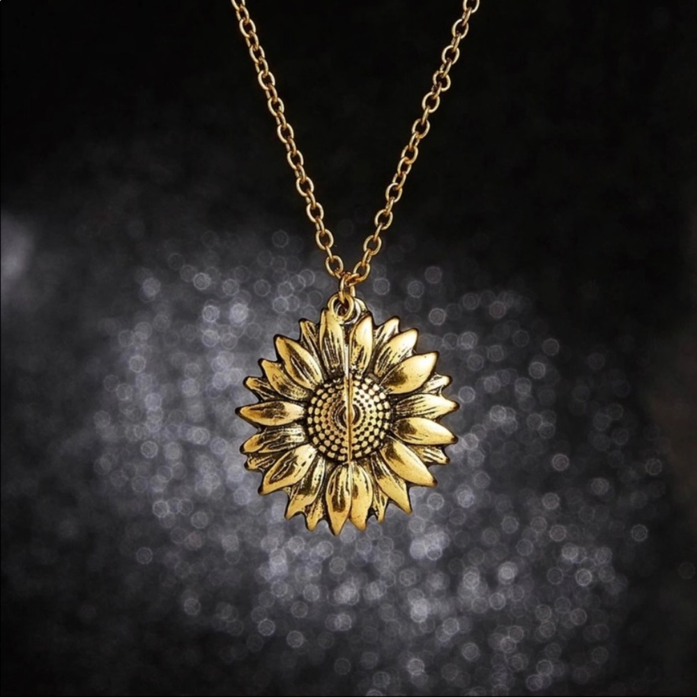 NWOT! Sunflower Locket Necklace with Message Inside. - Picture 4 of 7